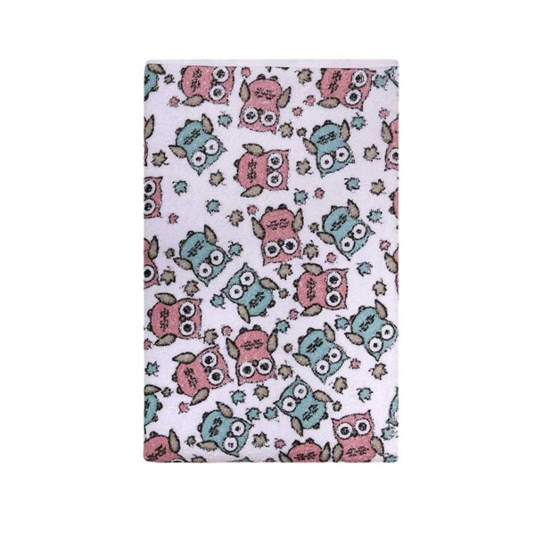 Akuku terry waterproof mat 70x50 - white with pink owls