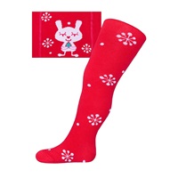 Christmas cotton tights New Baby red with snowflakes and cat, size 92 (18-24m)