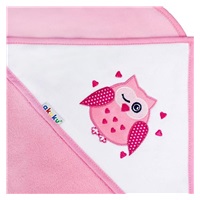 Baby towel 80x80 Akuku pink with owl