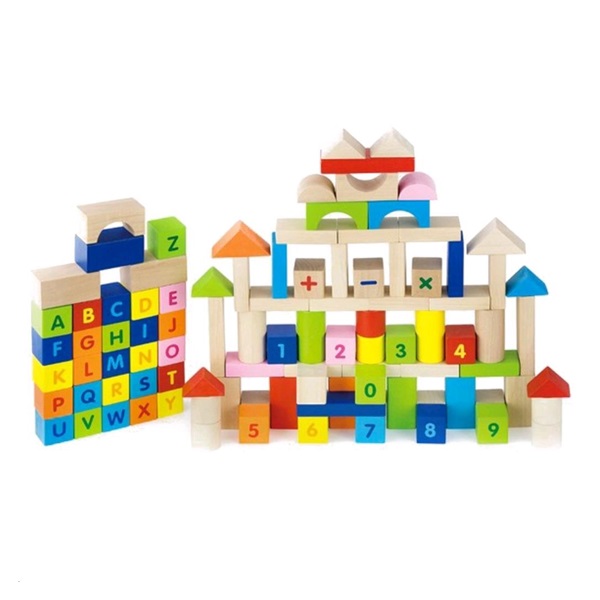 Wooden blocks for children Viga Letters and numbers 100 pieces