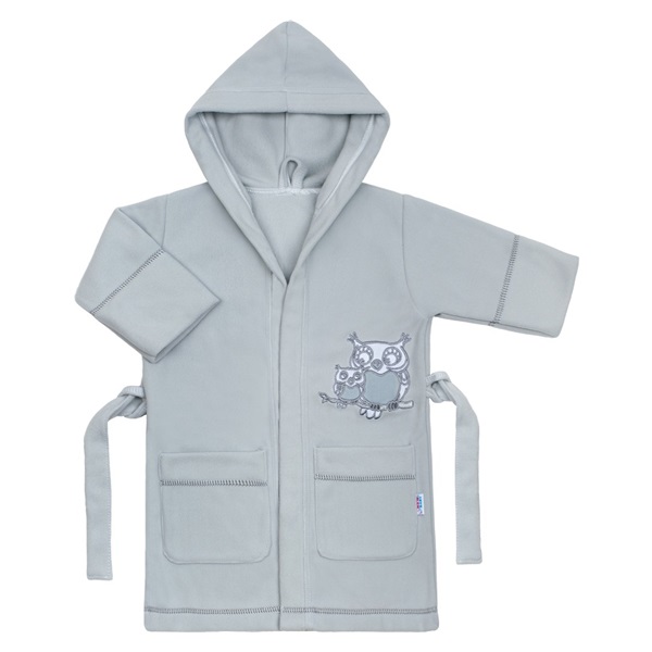 Baby Bathrobe New Baby Owls grey, size 86 (12-18m)