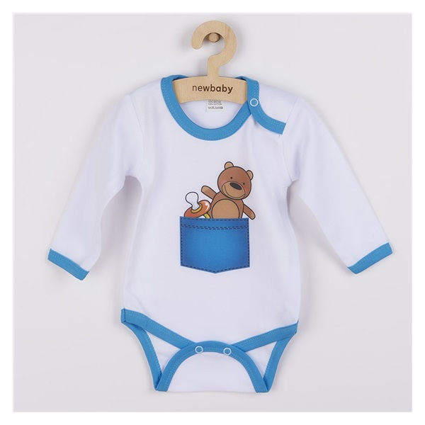 New Baby printed body with teddy bear in pocket, size 68 (4-6m)