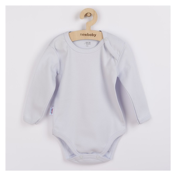 New Baby Pastel Grey Baby Bodysuit with Long Sleeves, size 56 (0-3m)