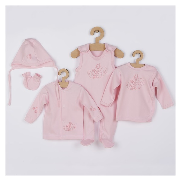 New Baby 5 Piece Set Squirrels in a Box Pink, size 62 (3-6m)