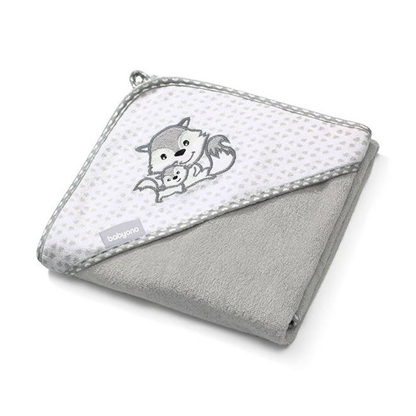 BabyOno grey bamboo bath towel with hood 76x76 cm