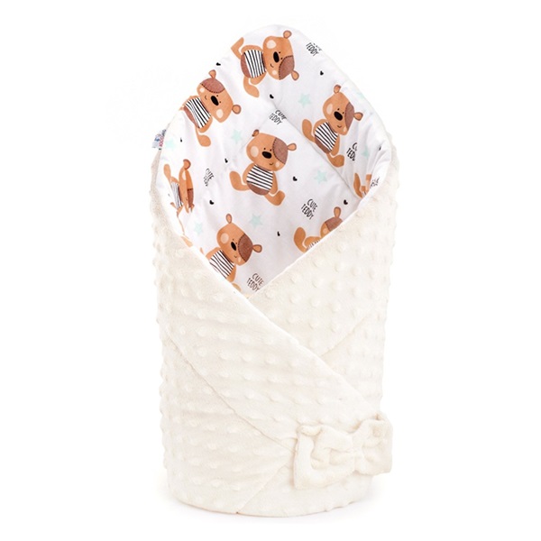 Reversible Minky wrap New Baby 75x75 cm teddy beige