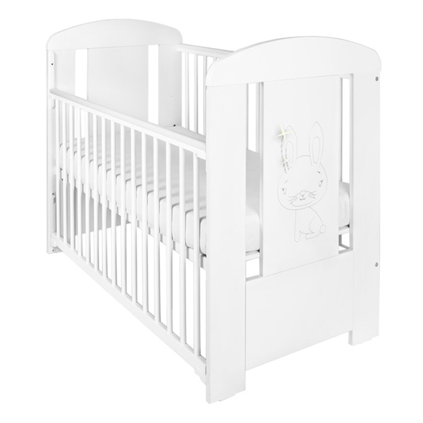 New Baby Rabbit crib with removable sidewall white