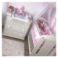 New Baby Rabbit crib with removable sidewall white