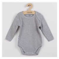New Baby Baby Pastel Gray Highlighter Baby Bodysuit with Long Sleeves, size 80 (9-12m)