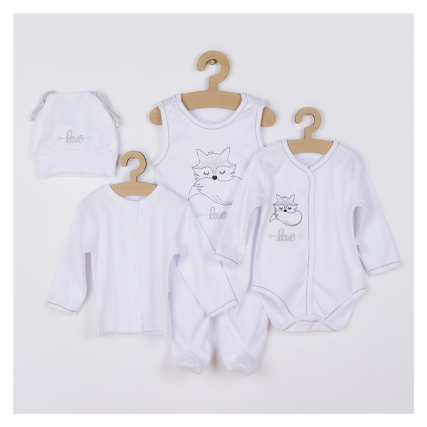 4-piece baby set Koala Fox Love white, size 68 (4-6m)
