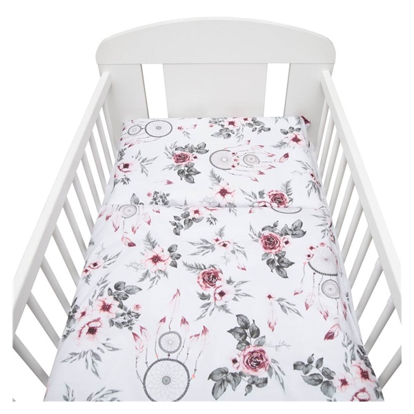 2-piece bedding New Baby 100/135 cm white flowers and feathers