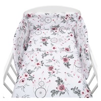 3-piece bedding New Baby 100/135 cm white flowers and feathers
