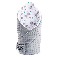 Reversible Wrap New Baby 75x75 cm teddy grey stars turquoise