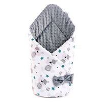 Reversible Wrap New Baby 75x75 cm teddy grey stars turquoise