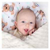 Reversible Wrap New Baby 75x75 cm teddy grey stars turquoise