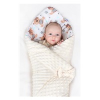 Reversible Wrap New Baby 75x75 cm teddy grey stars turquoise