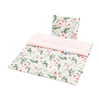 Reversible Velvet Set for Stroller New Baby Flowers Pink