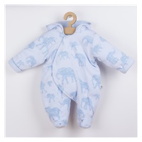 Insulated baby jumpsuit with hood Baby Service Elephants blue, size 74 (6-9m)