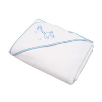 Baby terry towel with embroidery and hood New Baby 100x100 white giraffe