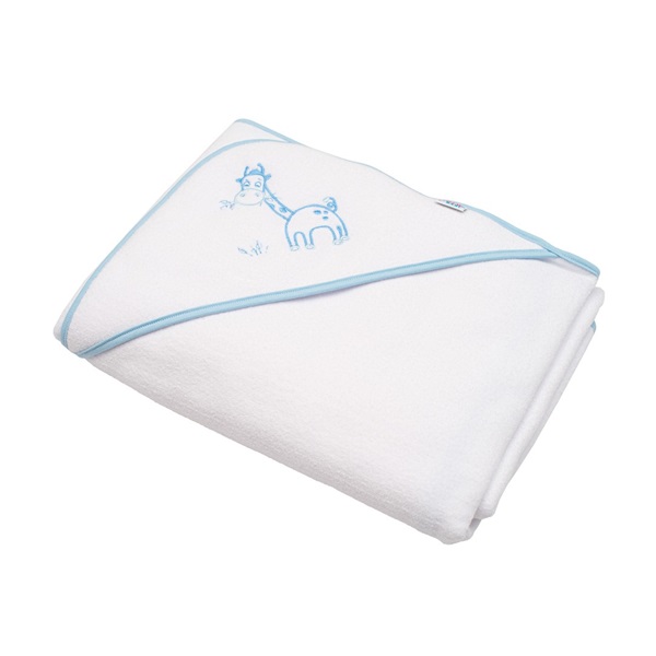 Baby terry towel with embroidery and hood New Baby 100x100 white giraffe