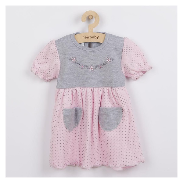 New Baby Summer dress pink and grey, size 80 (9-12m)