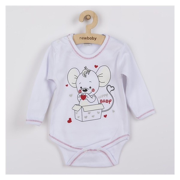 New Baby Mouse White Baby Bodysuit with Long Sleeves, size 68 (4-6m)