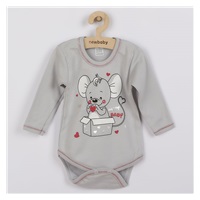 Baby long sleeve body New Baby Mouse grey, size 80 (9-12m)