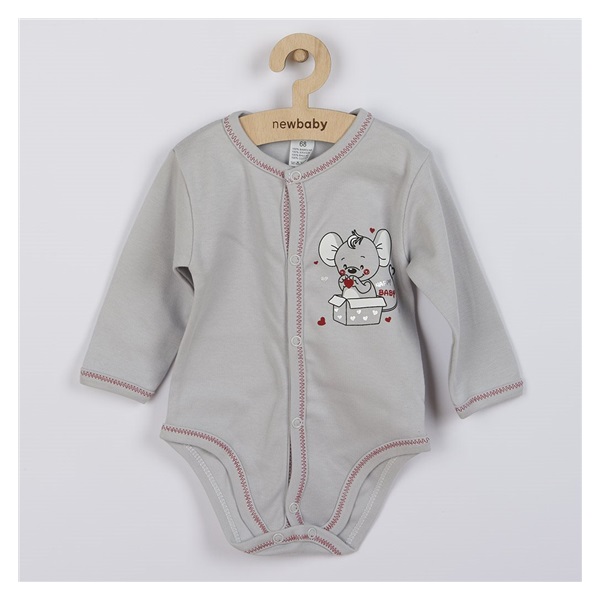New Baby Mouse baby body grey, size 68 (4-6m)