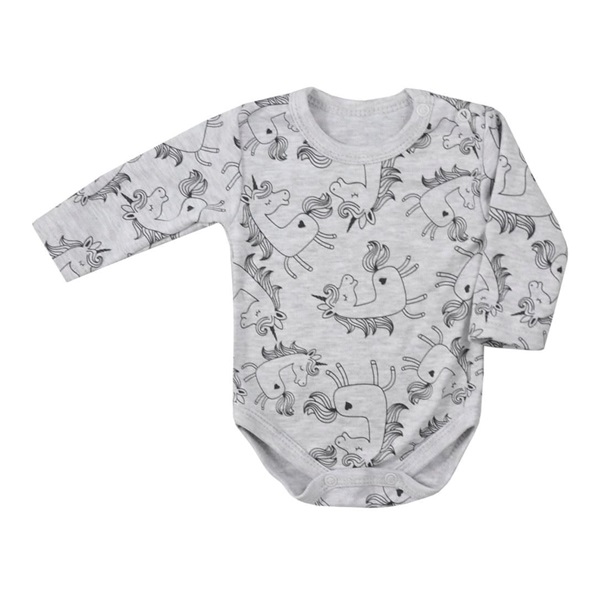 Baby long sleeve body Koala Magic Animals grey unicorn, size 74 (6-9m)