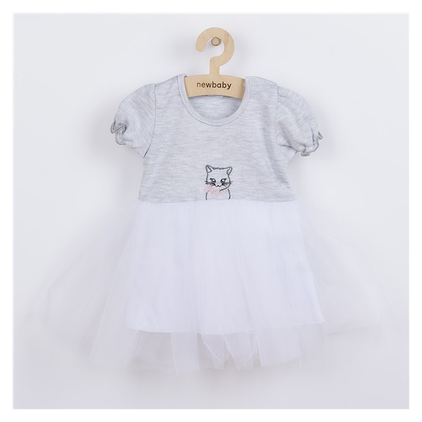 Baby dress with tulle skirt New Baby Wonderful grey, size 86 (12-18m)