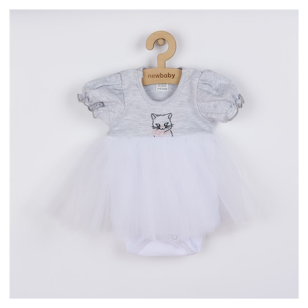 Baby body with tulle skirt New Baby Wonderful grey, size 56 (0-3m)