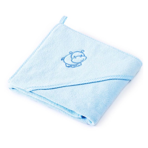 Baby towel Sensillo Hippo 80x80 cm light blue