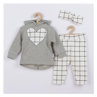 New Baby Cool Girls 3-Piece Cotton Set Gray and White, size 86 (12-18m)
