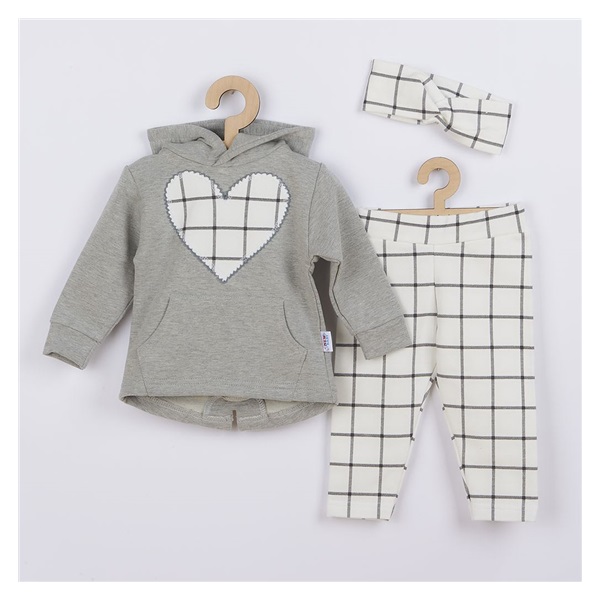 New Baby Cool Girls 3-Piece Cotton Set Gray and White, size 86 (12-18m)