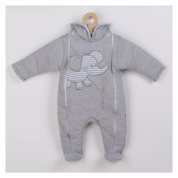 Winter jumpsuit New Baby Winter Elephant light grey, size 68 (4-6m)