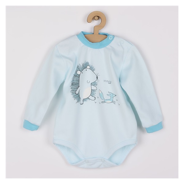 Baby long sleeve organic cotton body Koala Forest Friend blue, size 74 (6-9m)