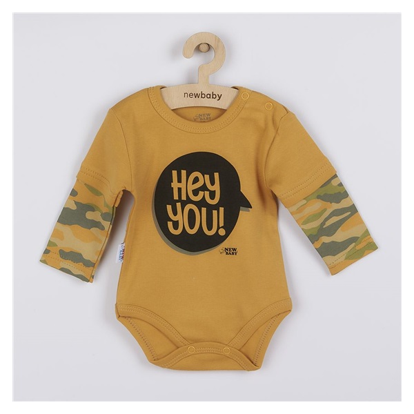 New Baby With Love Long Sleeve Baby Bodysuit Mustard, size 62 (3-6m)