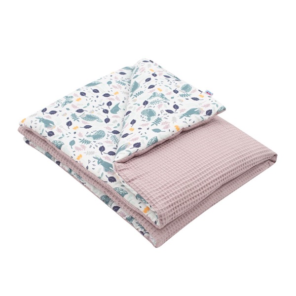 Baby blanket with filling New Baby Waffle pink rabbits 80x102 cm