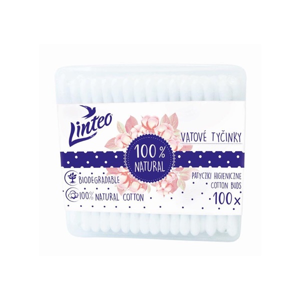 Paper cotton buds 100% natural Linteo 100 pcs in box