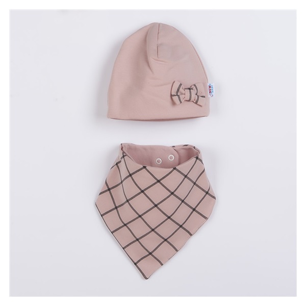 Baby cap with neck scarf New Baby Missy pink, size 74 (6-9m)