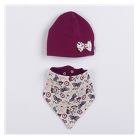 Baby cap with neck scarf New Baby Missy purple, size 86 (12-18m)