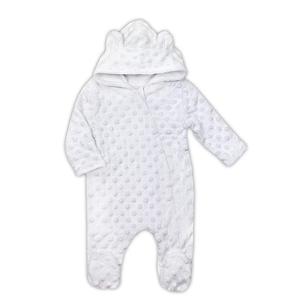 Baby jumpsuit in Minky Nicol Bubbles white, size 56 (0-3m)