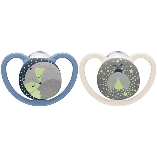 NUK Happy Nights pacifier 6-18m 2pcs/BOX boy, size 6-18 m