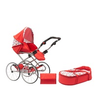 Baby Retro Stroller for dolls 2in1 New Baby Annie red with hearts