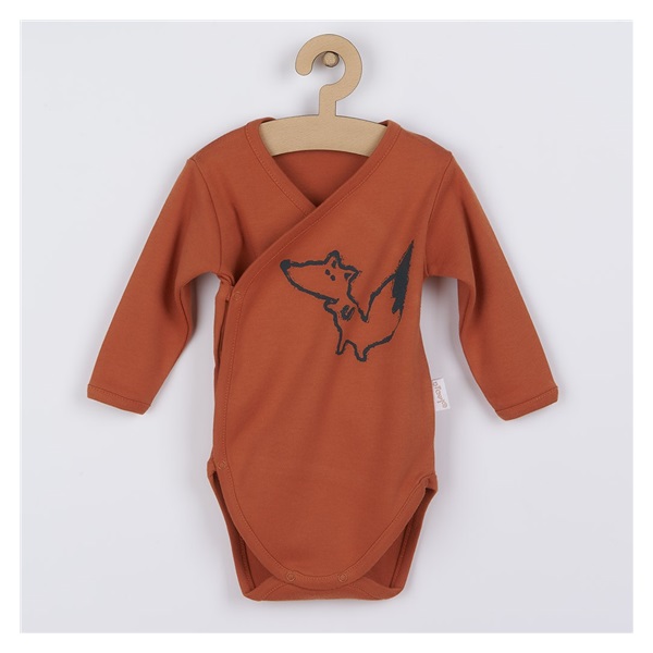 Baby cotton bodysuit with side fastening Nicol Fox Club orange, size 56 (0-3m)