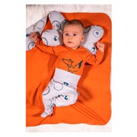 Baby cotton bodysuit with side fastening Nicol Fox Club orange, size 56 (0-3m)