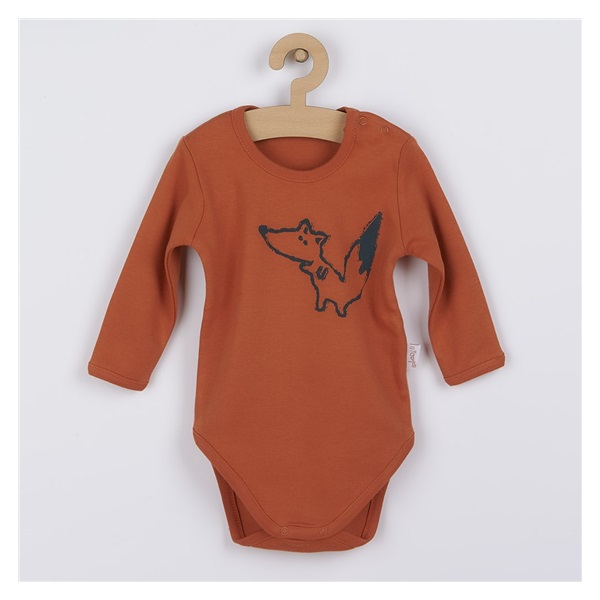 Baby bodysuit with long sleeves Nicol Fox Club orange, size 74 (6-9m)