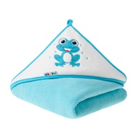 Baby towel 100x100 Akuku turquoise with frog