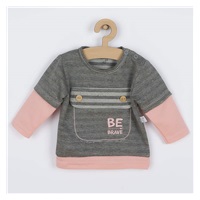 Baby cotton sweatpants and T-shirt Koala BE BRAVE grey-pink, size 62 (3-6m)