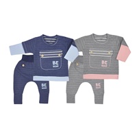 Baby cotton sweatpants and T-shirt Koala BE BRAVE grey-pink, size 62 (3-6m)